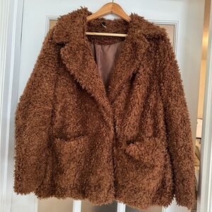 Brown Faux Teddy Jacket (Size L)